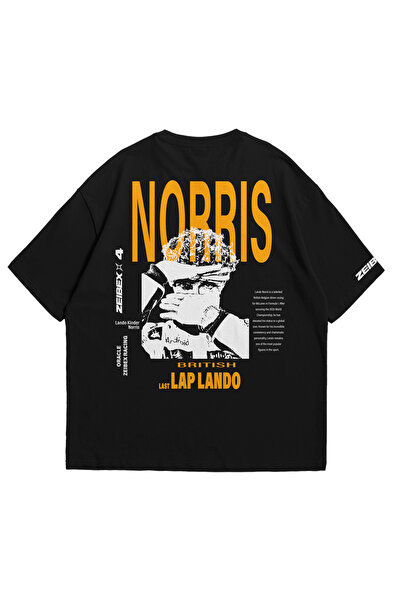 Scrovtie Unisex Black Oversize T-Shirt - F1 Bang Lando Kinder Norris Printed ...