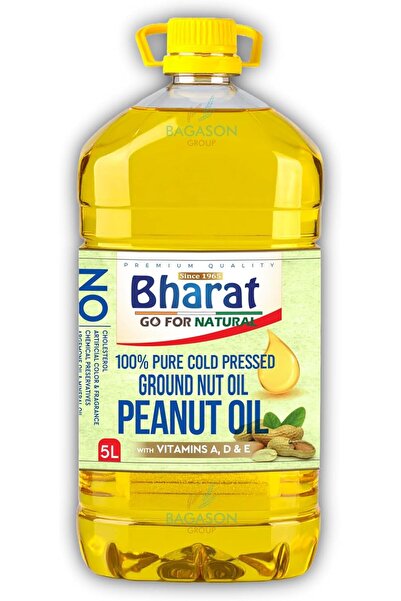 Bharat زيت الفول السوداني - نقي معصور على البارد ٥ لترات مع فيتامينات أ، د، هـ