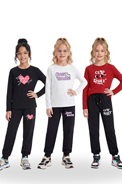 YA KO KİDS Girls' 3-Piece Tracksuit Set – 6-Piece Long Sleeve Sweatshirt and ...