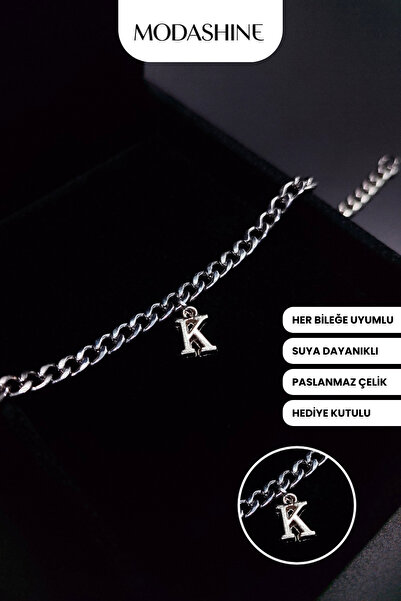 ModaShineShop Letter K Stainless Steel Bracelet – Adjustable Letter Bracelet ...