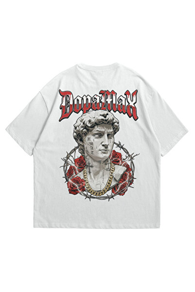 Scrovtie Tricou oversize alb unisex - Tricou cu decolteu rotund, 100% bumbac,...