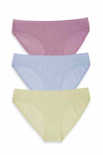 MELİBRA 3 Pieces Women's Ribbed Cotton Lycra Panties