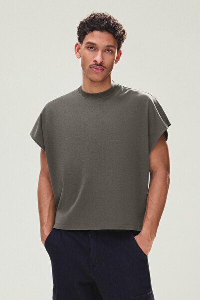 Bershka Baskılı oversize kolsuz t-shirt