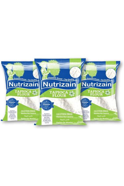 Nutrizain أكياس دقيق التابيوكا | دقيق خالٍ من الغلوتين | عبوة من 3 أكياس، 500...