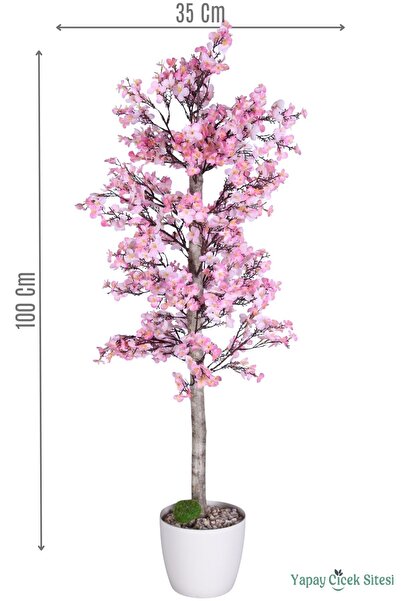 Yapay Çiçek Sitesi Yapay Kayısı Çiçeği Bahar Dalı Ağacı 100 Cm Pembe