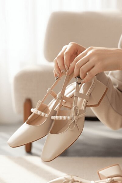 DURUNUN BUTİĞİ Παπούτσια καθημερινής χρήσης Dudyo με μπεζ φιόγκο και λεπτομέρ...