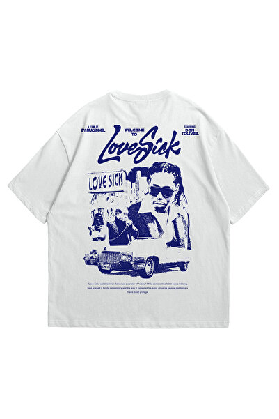 Scrovtie تي شيرت أبيض كبير الحجم للجنسين - تي شيرت دون توليفر مطبوع عليه Love...