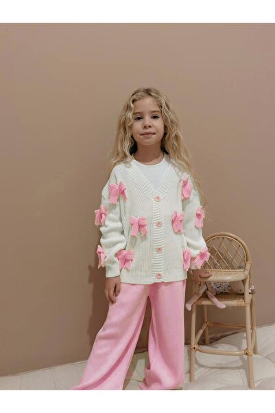 MİNİKO KİDS Set de 2 piese tricotaje pentru fete, model cu fundă, de sărbătoare