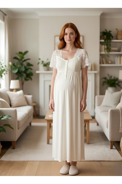 Lohussa Noul sezon Ecru Princess Sleeve, cu detaliu elegant din dantelă, cu n...