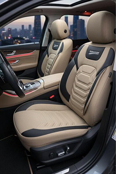 GM-DESIGN Titanium Series Luxury Linen Universal Car Seat Covers - Full Set f...
