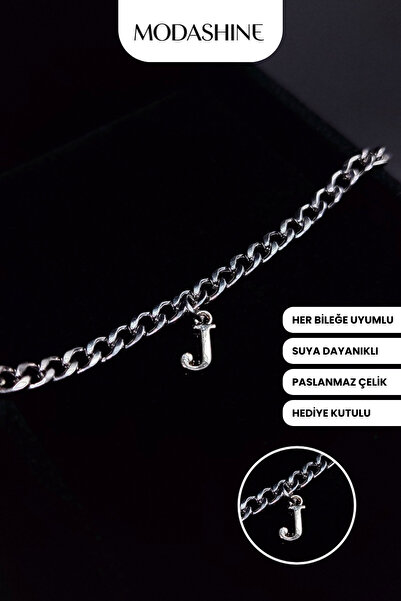 ModaShineShop Letter J Stainless Steel Bracelet – Adjustable Letter Bracelet ...