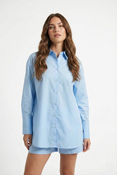 Miss Dünya Lissa 100% Natural Cotton Oversize One Size Poplin Shirt