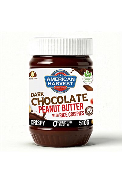 American Harvest زبدة الفول السوداني بالشوكولاتة الداكنة - مع رقائق الأرز الم...