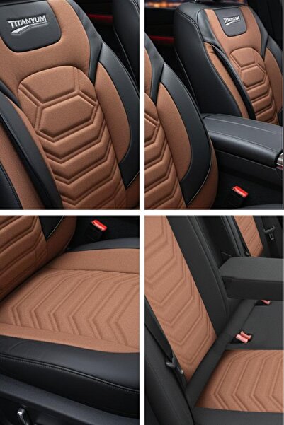 GM-DESIGN Titanyum Serisi Lüks Keten Üniversal Oto Koltuk Kılıfı - 5 Koltuk Tam Set