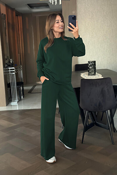 YAKAMEL Women's Modal Long Sleeve High Waist Wide Leg Comfortable Suit