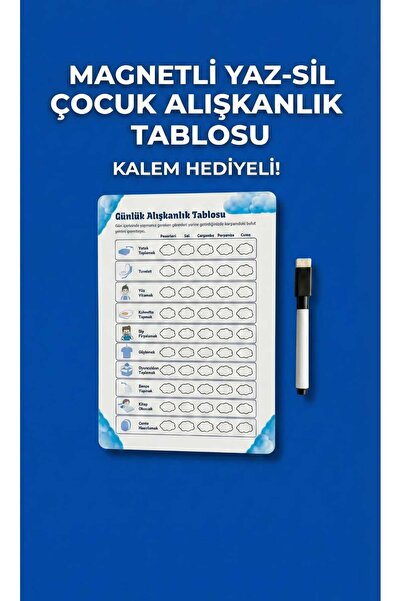 URDE Erkek Çocuk Magnetli Yaz Sil Alışkanlık ve Sorumluluk Takip Tablosu-Bulu...