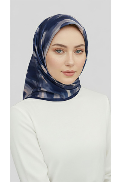 Karaca Eşarp Morya Patterned Rayon Scarf - Dark Blue