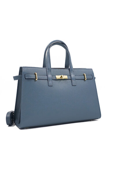 Posete Fagaras Celina Leather Purse - Light Blue, Genuine Leather Office Bag,...