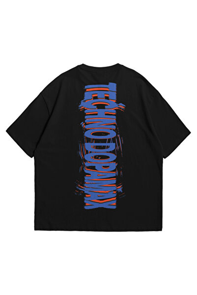 Scrovtie Tricou oversize negru unisex - Tricou streetwear cu imprimeu Dopamax...