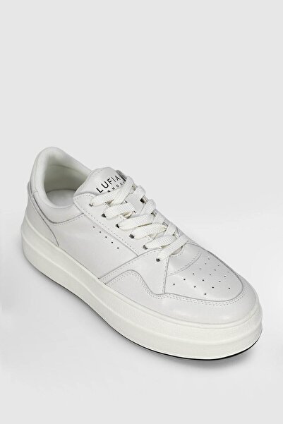 Lufian Genuine Leather Lace-Up Comfortable Daily Sneaker Women's White Shoes