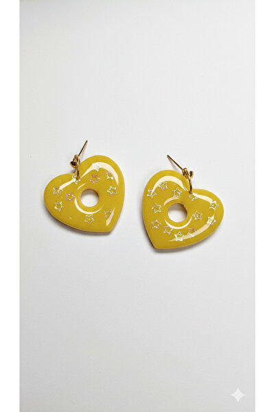 Lu Atelier Stellia Yellow Heart Shape Star Detailed Polymer Clay Earrings