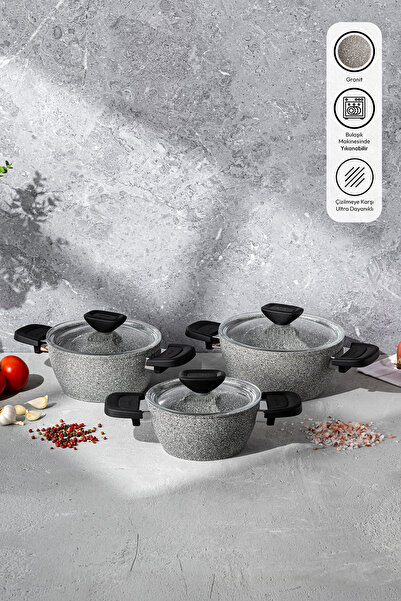 Emsan Fortis Granit 6 Piece Midi Cookware Set Gray