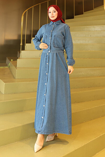 Missvalle Σετ τζιν με μπουφάν με κουμπιά σε όλο το μήκος, γαλάζιο 19281