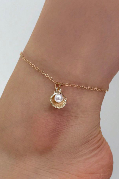 M Miel Women's Pearl Oyster Anklet