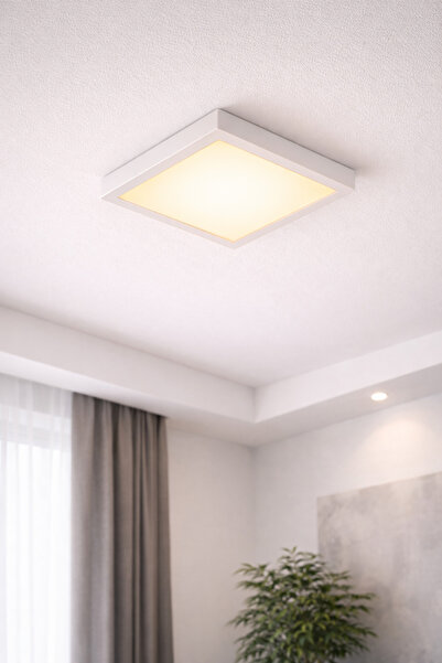 GLOWELL 20x20 Modern BEYAZ KASA 18W Kare LED Tavan Aydınlatma Armatürü - Sıva...