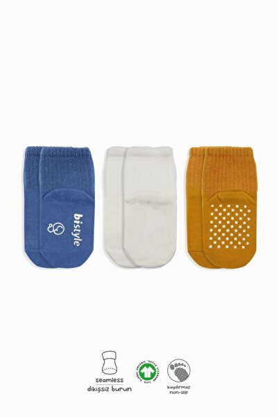 lunirawear Lunira 3-Piece Basic Non-Slip Combed Cotton Socks 10107 Indigo Ecr...