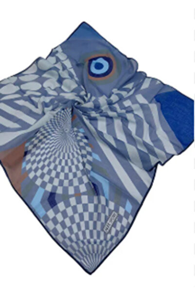 Aker Sportski mekani šal IST 6863223-922 plavi geometrijski uzorak