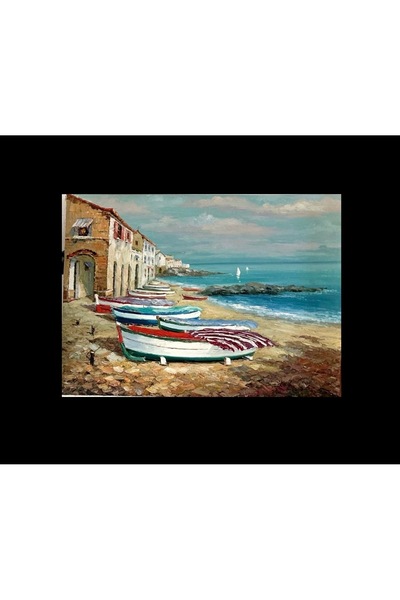 orjinal yağlıboya tablo kayıklar 90x120 ölçülerinde