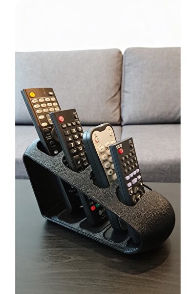 3DEPO 4 Bölmeli Kumanda Düzenleyici Organizer Stand Siyah Masaüstü Kumandalık