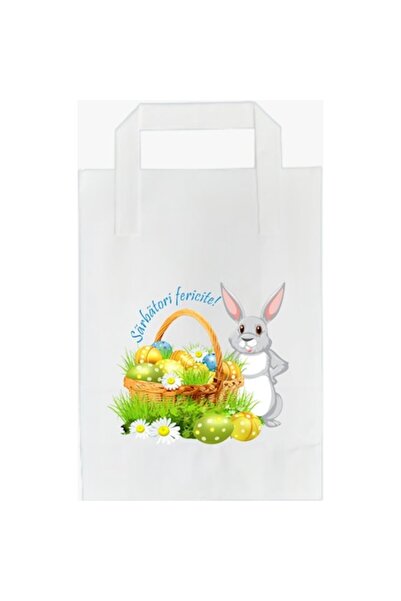 Gamma Print Set 10 pungi cadou Paște, cu iepuraș, mesaj „Sărbători Fericite”,...