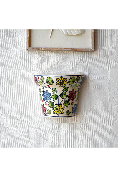 Generic حامل نباتات جداري من السيراميك مزين بزخارف زهرية