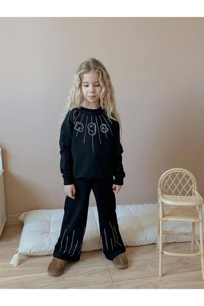 MİNİKO KİDS Set de 2 piese din bumbac, cu pietre, pentru fetițe, tematică Îng...