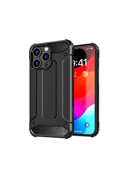 OEM Rugged Hybrid Armor Case compatible with iPhone 15 Pro Max Black