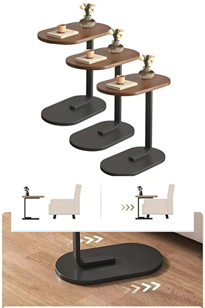Generic A set of 3 modern coffee tables, including a C-shaped side table with...