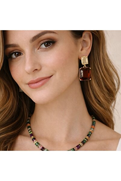 B Design jewelry Ahenk Colorful Crystal Stone Earrings