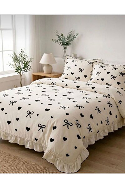 Uçkan home Set de lenjerie de pat dublu, bumbac 100% piese, cu ornamente de i...