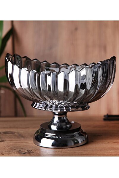 Empressco Şeffaf Kristal Cam Çikolatalık ve Vazo Gondol Oval 4475 Antrasit