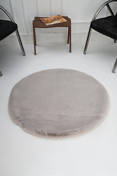 Sihirli Halı Nuvy Serisi 8702 Model Gri Renk Yuvarlak Kesim Halı