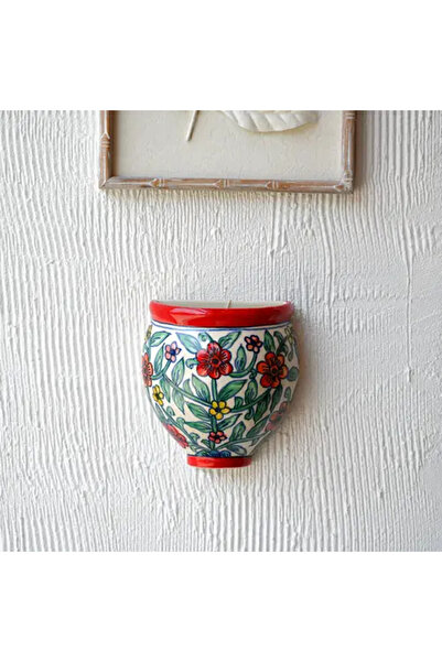 Generic Ceramic Wall Plant Holder with Colorful Floral Decorations