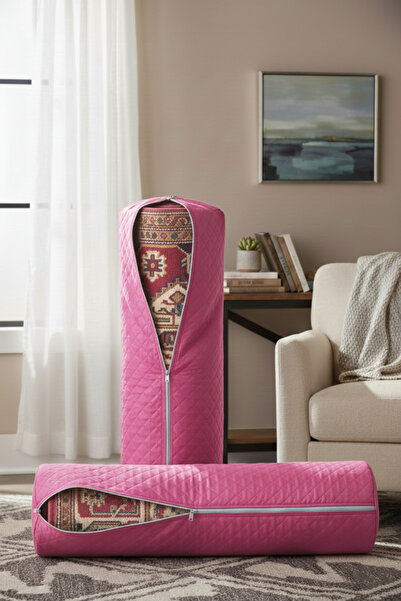 SER&YAT حقيبة تخزين للسجاد والبسط - غطاء سجاد وردي اللون بسحابين - متوافق مع ...