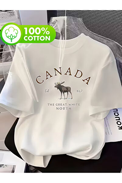 CLASSY.MODA تي شيرت سيلا تريند من القطن الأبيض الفاخر