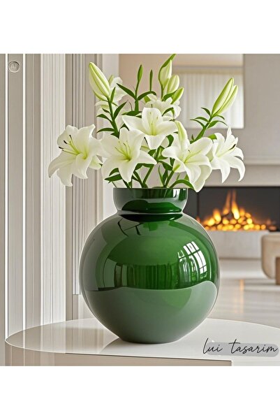 Empressco Modern yeşil şık vazo 22x24x11, zarif dekorasyon ürünü