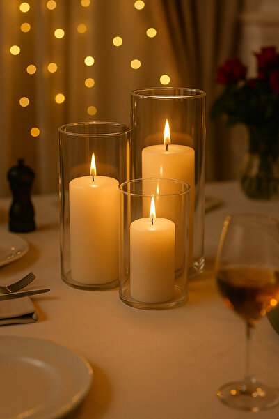 Empressco Şık 3'lü Silindir Mumluk Takımı, Organizasyon ve Söz İçin Dekoratif...