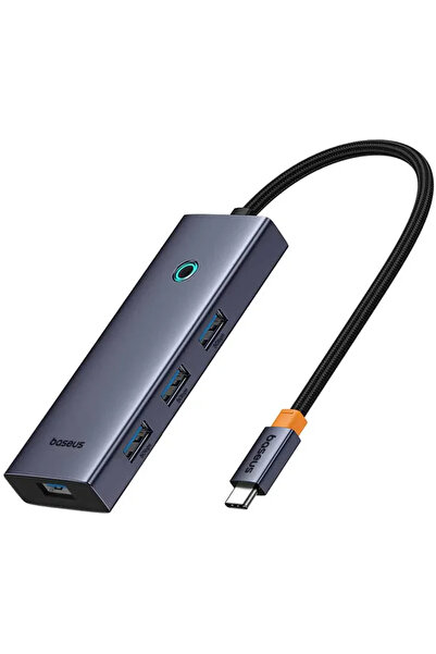 Baseus Hub UltraJoy 5-în-1, USB-C la 4xUSB 3.0, 1xTip C 100W, Gri