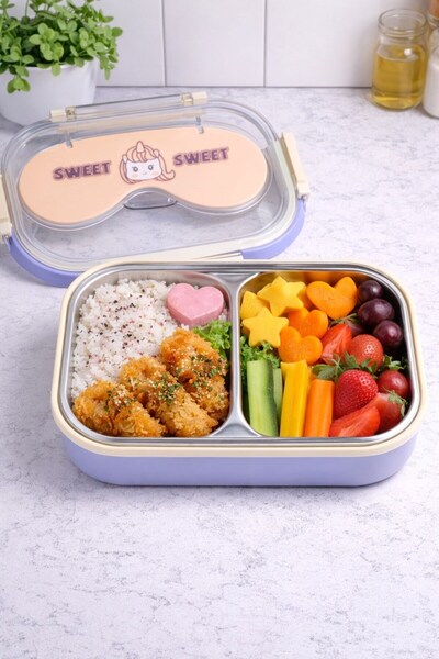 Brillant Cutie de prânz Bento din oțel cu 2 compartimente BR-6665 21x14x7,5cm