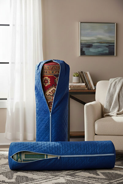 SER&YAT حقيبة تخزين للسجاد والبسط - باللون الأزرق الداكن، غطاء سجاد بسحابين -...